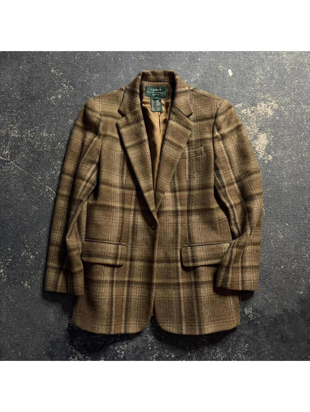 Vintage 90’s Lauren Plaid Wool Womens Coat